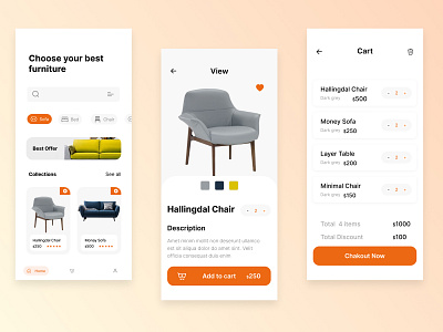 E-Commerce Furniture App UI Design figma furniture ui