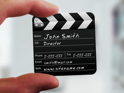 Director Mini Business Card business card cinema cinematography clapper director film mini movie rounded square