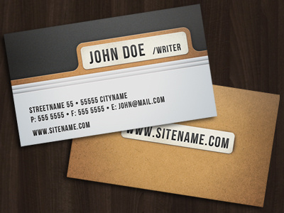 Folder Style Business Card Template business card document file folder template vintage writer
