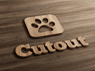 Cut-out Wood Mock-Up cut laser logo logotype mock up presentation realistic scroll saw wood wooden