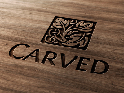 Carved Wood Logo Mock-Up carved carving engraved logo logotype mock up presentation realistic wood wooden