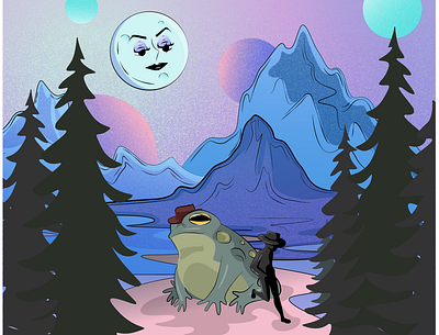 Country toad, take me home cowboy grain illustration illustrator imaginary mountains toad