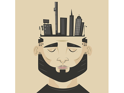 Head of the city. self-portrait. city head portrait