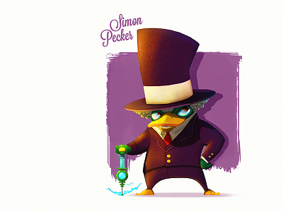Simon Pecker. bird character concept mafia retrofuturistic