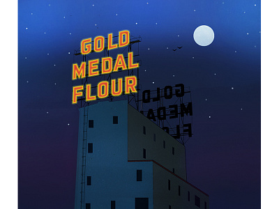 Gold Medal Flour lights mill city museum minneapolis minnesota neon night stars