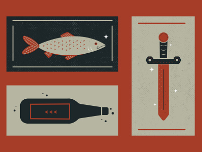 Odin bar beer design fish food grill icons sword vector