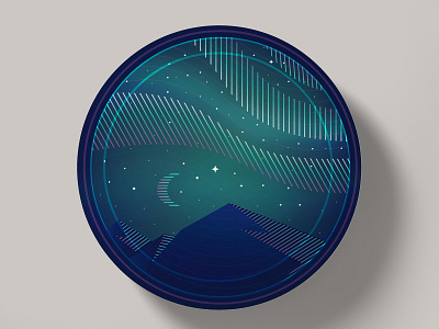 Lights in the sky ✨🌠🌙 art aurora branding coaster coffee creative cup design geometric illustration moon mug night northern lights rebound sky stars sticker mule tea vector