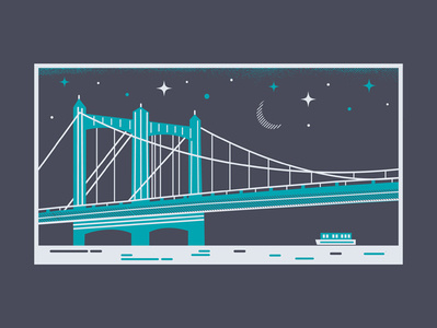 Hennepin Avenue Bridge art branding bridge design illustration minneapolis moon night river stars ui vector