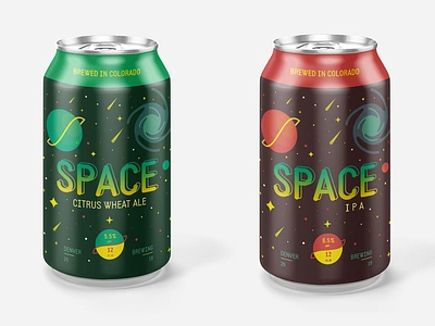 Space Beer Cans ale beer branding brewery cans design flat futuristic illustration ipa logo packaging planets space stars