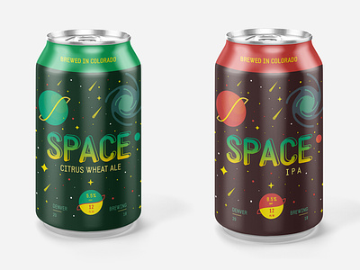 Space Beer Cans ale beer branding brewery cans design flat futuristic illustration ipa logo packaging planets space stars
