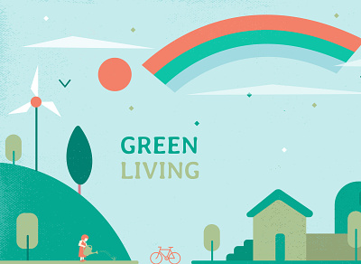 Green Living bike design ecofriendly ecology environment flat green illustration planet sustainable trees vector