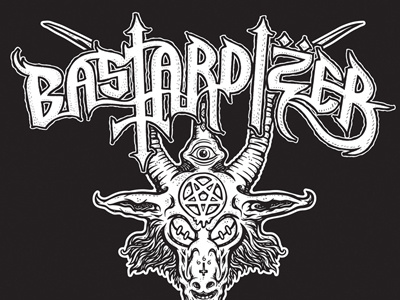 BASTARDIZER: BRUTAL BLACK-METAL LOGO baphomet black metal evil goat head logo metal satan screenprint typography