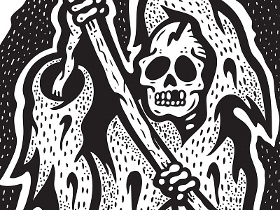 'Reaper' Artwork black and white character comic death illustration reaper screenprint skull tattoo vector