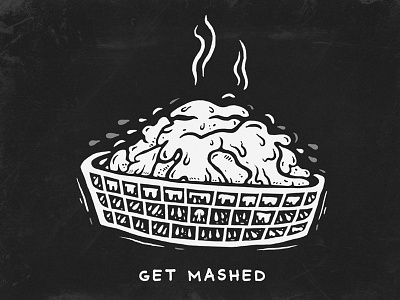 'GET MASHED' - Mary's Branding Artwork black and white branding burger cafe illustration marys mashed potato restaurant sydney typography