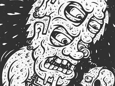 'SKULLEATER' australia black and white character four eyes gigposter hand drawn illustration logo monster skull tattoo watchmaker