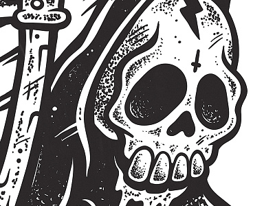 'MARYS' Beer-Reaper Mural black and white branding death illustration logo mural poster reaper skull stipple sydney tattoo