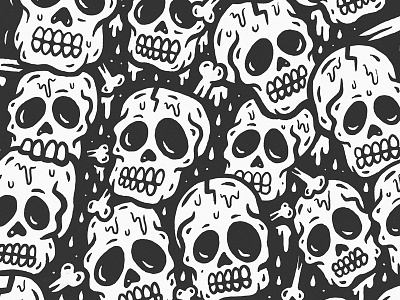 'SKULL PILE' ...exhibition piece. artist branding character cranium exhibition game hand drawn illustration pattern skeleton skull tattoo