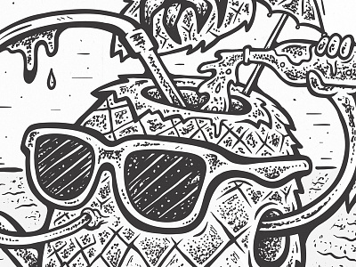 'BIG PINEAPPLE MUSIC FESTIVAL' Poster Artwork apparel black and white comic drawn festival fruit illustration logo merchandise poster stipple tattoo