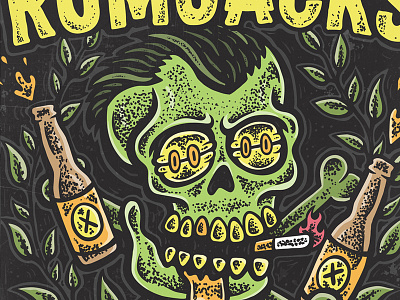 THE RUMJACKS: European Tour Poster beer gigposter hand drawn illustration poster punk rock n roll skull stipple the rumjacks typography voodoo
