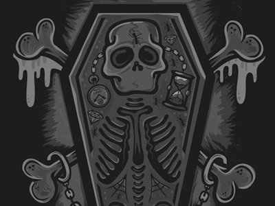 DEATH MMXII bugs coffin comic dark dead death diamonds grayscale horror illustration monster poster shirt skeleton skull tattoo vector vintage