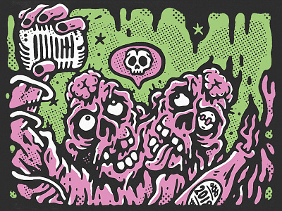 Dead Of Winter Festival: Artwork & Branding beer comic dead of winter festival halftone illustration low brow music poster shirt skull tattoo zombies