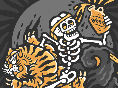 BEER! Illustration for exhibition apparel beer illustration lightning mural skeleton skull smoke spice alley tattoo tiger young henrys