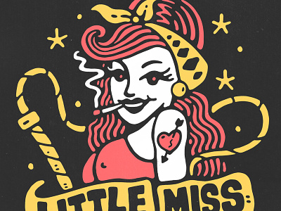 THE LAZYS - Little Miss Crazy shirt design 50s branding hand lettering illustration linocut logo pinup girl poster retro screenprint shirt design sindy sinn stamp tattoo the lazys typography vintage