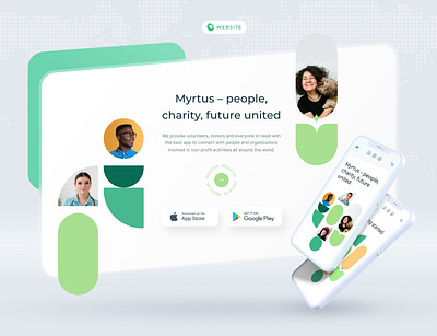 Website for charity app charity crowd funding green illustration mobile photos socialnetwork ux website white