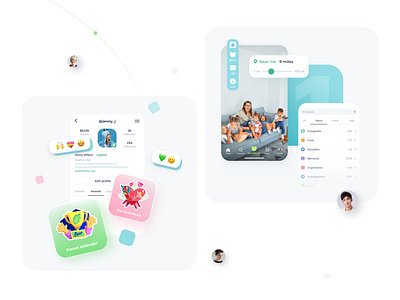 Interface illustrations for charity website