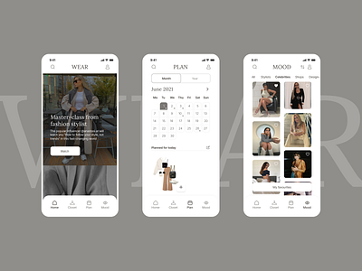 Mobile App for storing closet. WEAR. Home page branding closet clothes design e commerce fashion home page inspiration ios minimal mobile app style ui wear