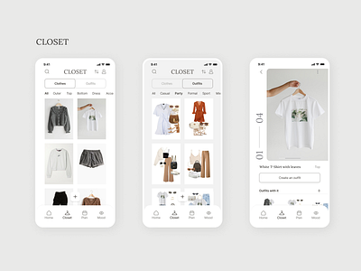 Mobile App for storing clothes. branding closet clothes design e commerce fashion look minimal mobile app style ui vogue