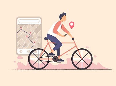 gps go adobe illustrator bycicle character character illustrator design flat illustration gps illustraion