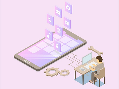 isometric character flat illustration for web development