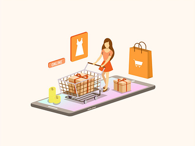 isometric flat character illustration easy online shop