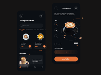 Coffee Mobile App app design minimal ui ux