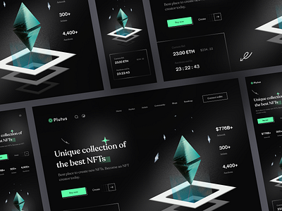 Plutus Landing Design blockchain clean crypto dark design ethereum futuristic hero landing page marketplace modern nft product design ui ui design uiux ux web design web ui website