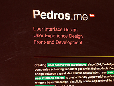 Pedros.me, now in a really early Beta design responsive ui website