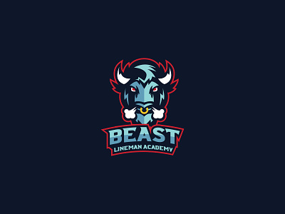Beast Lineman Academy beast blue branding buffalo football horns lineman logo nfl sport sports