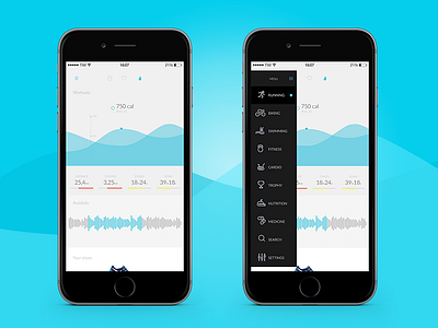 Sports & health mobile app dashboard data flat design graph grégoire vella health running sports ui