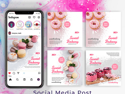 Bakery Social Media Post Design ad ad design ads bakery branding bright canva colorful design display ads facebook ad instagram ad instagram design instagram templates logo logo design mental health orange social media social media ad