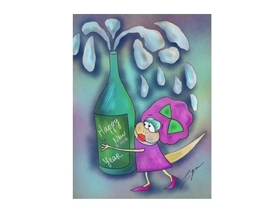 Happy New Year. cartoon celebrations champagne colourful illustration imagination new year