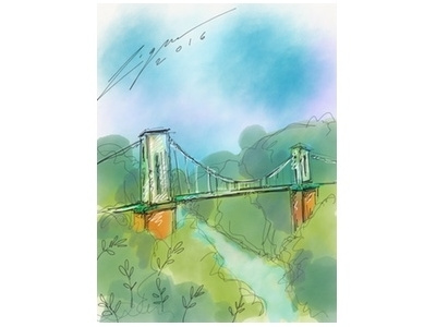 Suspension Bridge. Bristol. bridge bristol illustration nature river suspension bridge trees