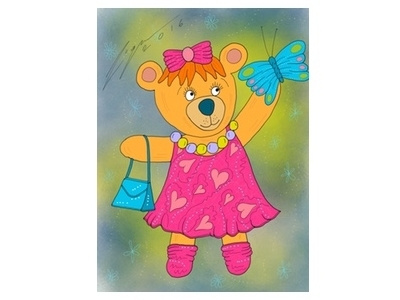 Spring butterfly cartoon colourful dress hearts illustration spring teddy bear