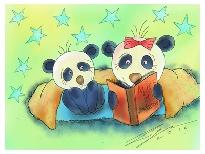 Evening Fairytale animal bed time book cute evening fairytale kid night panda parent stars