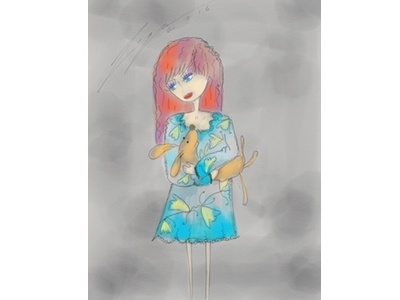 Girl with puppy dress girl illustration pet puppy