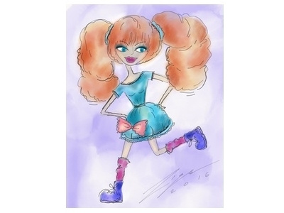 One Happy Girl boots cartoon dress girl happy illustration smile socks