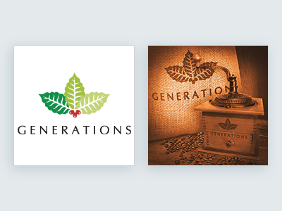 Generations branding coffee coffee beans coffee grinder coffee leafs identity logo vintage