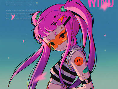 Wind abstract anime design illustration ipad pro poster texture