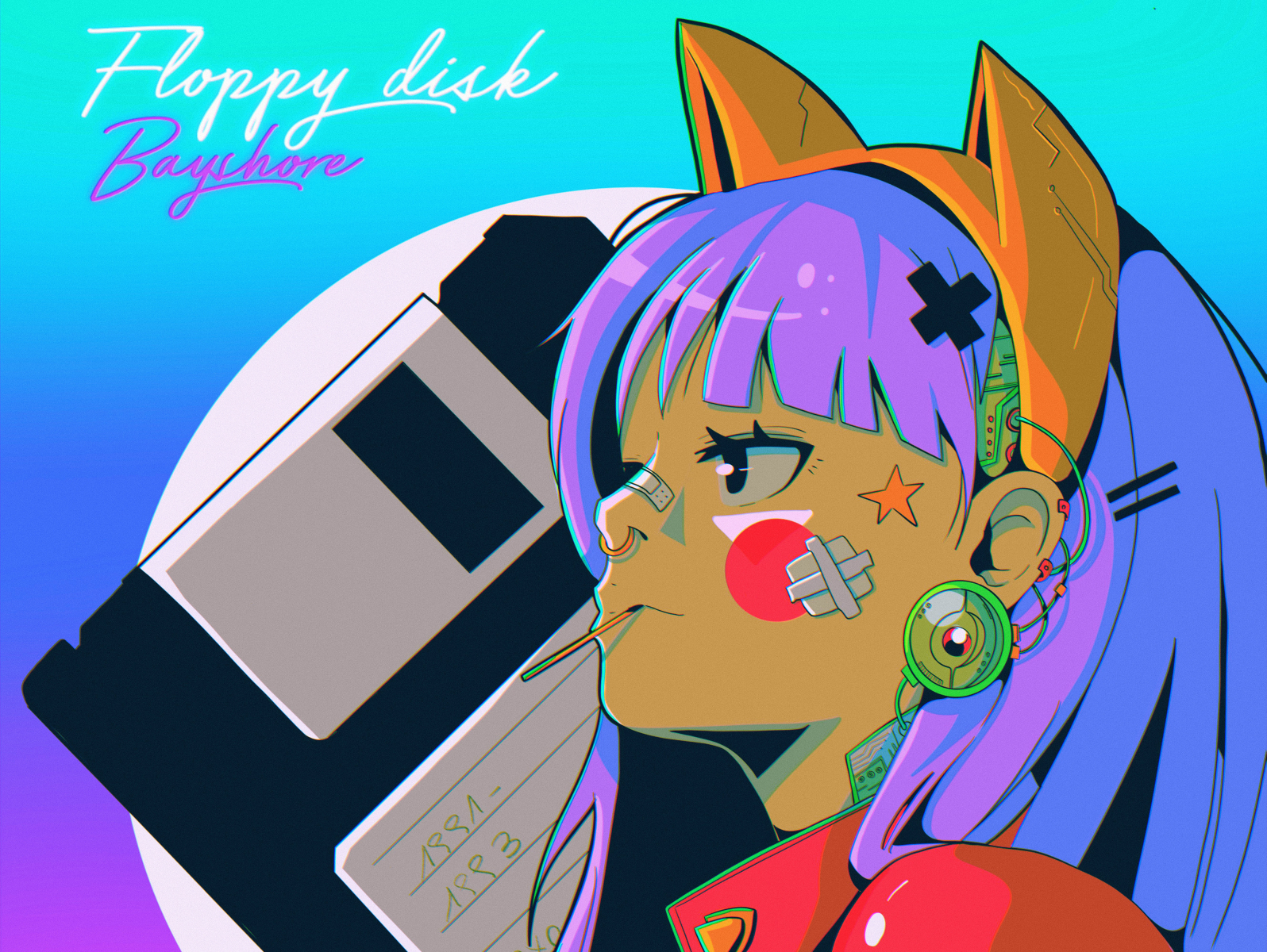 Floppy disk abstract anime design illustration ipad pro poster texture