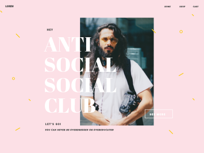 Anti Social Club clean design fashion flat style ui vintage web